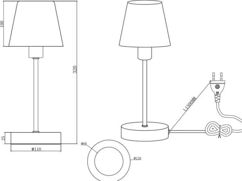 LED Touch Tischleuchte mit Glasschirm Weiß & Fuß in Chrom, Höhe 32cm