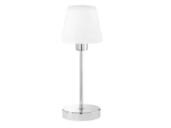 LED Touch Tischleuchte mit Glasschirm Weiß & Fuß in Chrom, Höhe 32cm