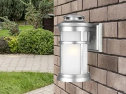 LED Ultra Wetter & Salzluft resistente Außen Laterne, Silber Höhe 33cm
