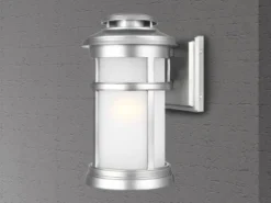 LED Ultra Wetter & Salzluft resistente Außen Laterne, Silber Höhe 33cm