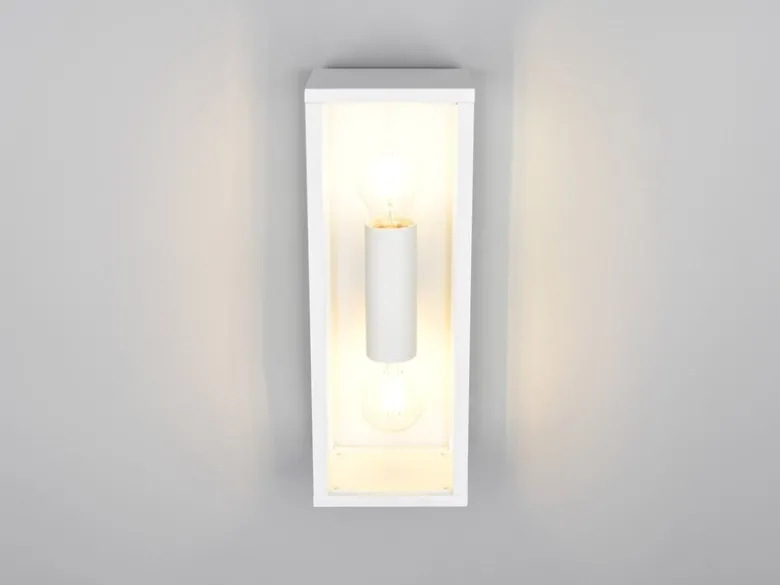 LED Up & Down Außenwandleuchte in Weiß mit Glas, Höhe 38cm