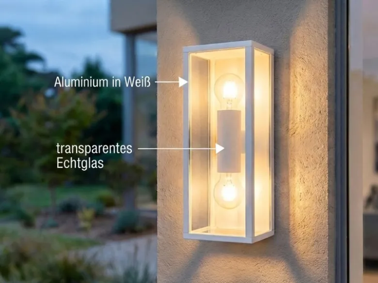 LED Up & Down Außenwandleuchte in Weiß mit Glas, Höhe 38cm