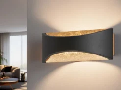 LED Updown Wandleuchte RIO Schwarz Gold, Breite 22,5cm
