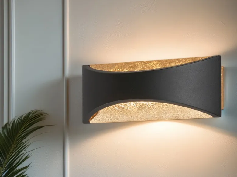 LED Updown Wandleuchte RIO Schwarz Gold, Breite 22,5cm