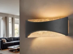 LED Updown Wandleuchte RIO Schwarz Gold, Breite 22,5cm