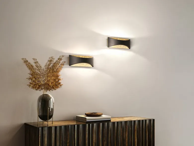 LED Updown Wandleuchte RIO Schwarz Gold, Breite 22,5cm
