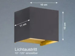 LED Updown Wandleuchte THORE Schwarz Gold für Innen & Außen, Quadrat 10cm