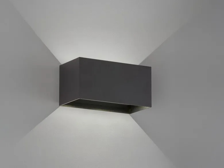 LED Updown Wandleuchte WALLO Schwarz für Innen & Außen, Breite 20cm