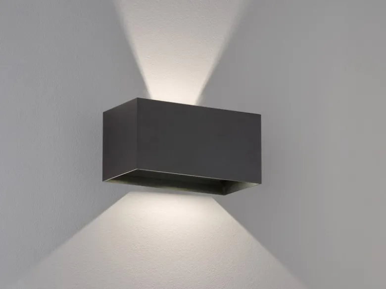 LED Updown Wandleuchte WALLO Schwarz für Innen & Außen, Breite 20cm