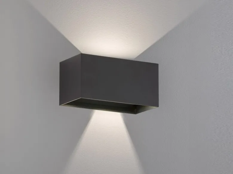 LED Updown Wandleuchte WALLO Schwarz für Innen & Außen, Breite 20cm