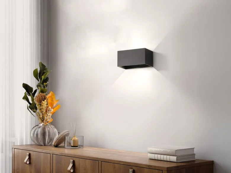 LED Updown Wandleuchte WALLO Schwarz für Innen & Außen, Breite 20cm