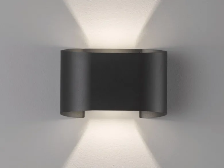 LED Updown Wandleuchte WALL Schwarz für Innen & Außen - 18cm breit