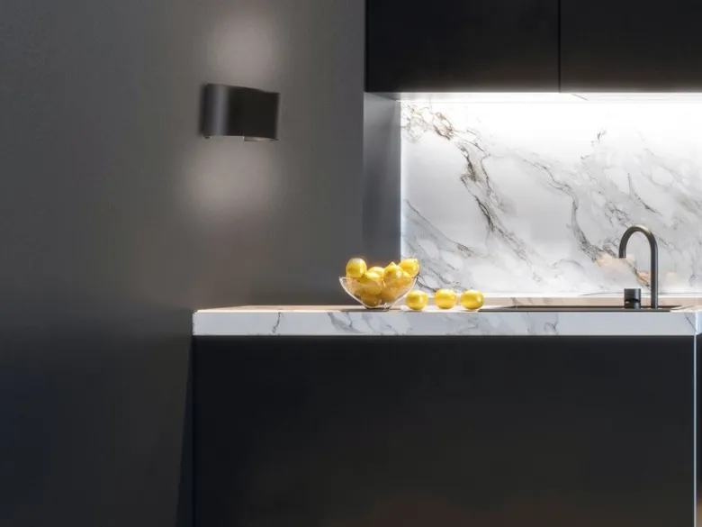LED Updown Wandleuchte WALL Schwarz für Innen & Außen - 18cm breit