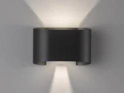 LED Updown Wandleuchte WALL Schwarz für Innen & Außen - 18cm breit