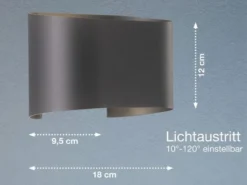 LED Updown Wandleuchte WALL Schwarz für Innen & Außen - 18cm breit