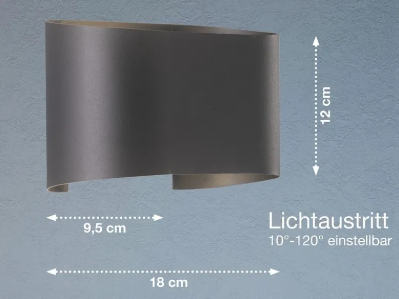 LED Updown Wandleuchte WALL Schwarz für Innen & Außen - 18cm breit