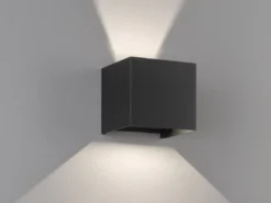 LED Updown Wandleuchte WALL Schwarz für Innen & Außen, Quadrat 10cm