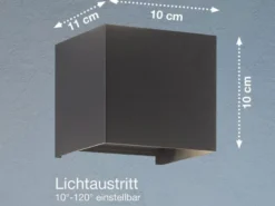 LED Updown Wandleuchte WALL Schwarz für Innen & Außen, Quadrat 10cm