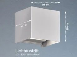 LED Updown Wandleuchte WALL Silber für Innen & Außen - 10cm breit
