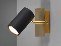 LED Wand- & Deckenstrahler Metall Schwarz Gold, Breite 12cm