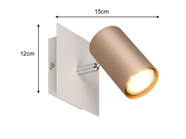 LED Wand- & Deckenstrahler Metall Coffee / Hellgrau, Breite 12cm
