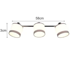 LED Wand- & Deckenstrahler mit Stoffschirmen in Weiß/Grau, Breite 58cm