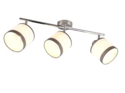 LED Wand- & Deckenstrahler mit Stoffschirmen in Weiß/Grau, Breite 58cm