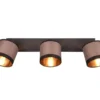 LED Wand- & Deckenstrahler mit Stoffschirmen in Taupe/Gold, Breite 58cm