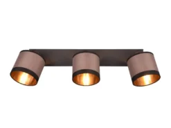 LED Wand- & Deckenstrahler mit Stoffschirmen in Taupe/Gold, Breite 58cm