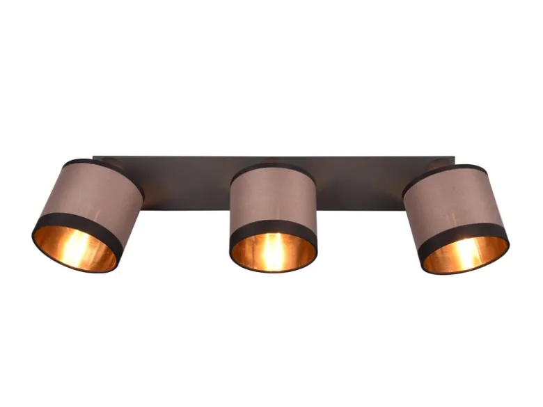 LED Wand- & Deckenstrahler mit Stoffschirmen in Taupe/Gold, Breite 58cm
