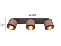 LED Wand- & Deckenstrahler mit Stoffschirmen in Taupe/Gold, Breite 58cm