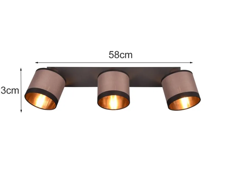 LED Wand- & Deckenstrahler mit Stoffschirmen in Taupe/Gold, Breite 58cm