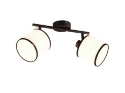 LED Wand- & Deckenstrahler mit Stoffschirm in Schwarz/Weiß, Breite 35cm