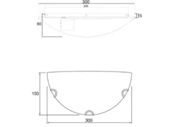 LED Wandlampe halbrund Glas Weiß, Breite 30cm
