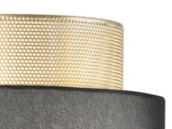LED Wandlampe Metall Gold mit Stoffblende Schwarz, Breite 25cm