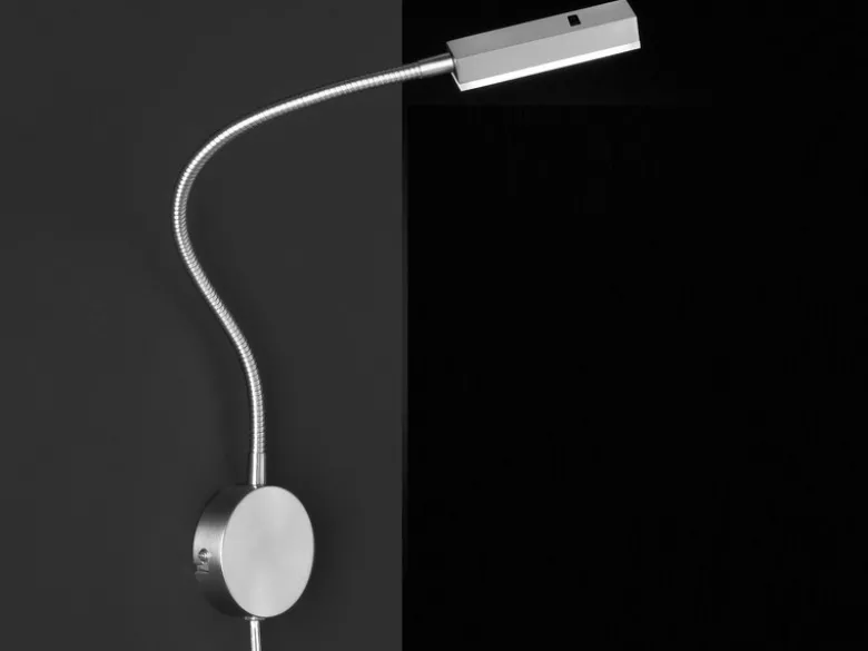 LED Wandlampe RAIK Silber mit Stecker, Leselampe mit Gestensteuerung, Breite 8cm