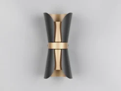 LED Wandlampe Schwarz Gold mit Updown Lichtaustritt, Höhe 21cm