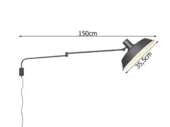 LED Wandlampe Schwarz schwenkbar mit Schnurschalter & Stecker, Länge max. 150cm