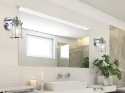 LED Wandlaterne in Chrom für Badezimmer & Wohnraum, Höhe 21cm