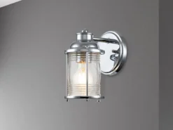 LED Wandlaterne in Chrom für Badezimmer & Wohnraum, Höhe 21cm