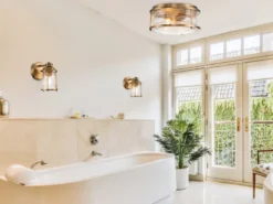 LED Wandlaterne in Messing für Badezimmer & Wohnraum, Höhe 21cm