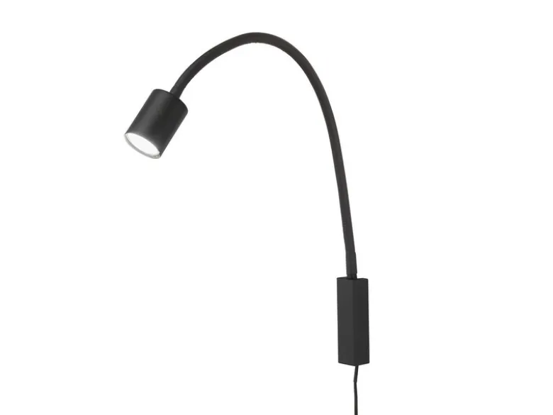 LED Wand Leselampe & Bettlampe JUSTI Schwarz mit Kabel und Stecker, Breite 6cm