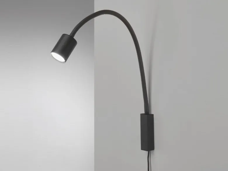 LED Wand Leselampe & Bettlampe JUSTI Schwarz mit Kabel und Stecker, Breite 6cm
