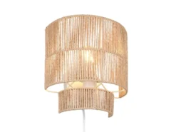 LED Wandleuchte aus Papiergarn mit Stecker und Schalter, Höhe 24cm