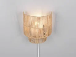 LED Wandleuchte aus Papiergarn mit Stecker und Schalter, Höhe 24cm