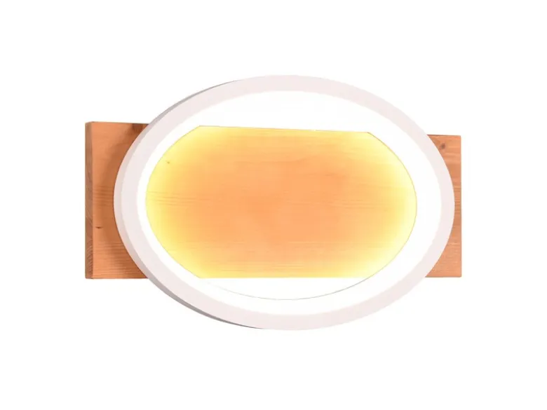 LED Wandleuchte BARCA dimmbar mit Naturholz & Metall Weiß, Breite 38cm