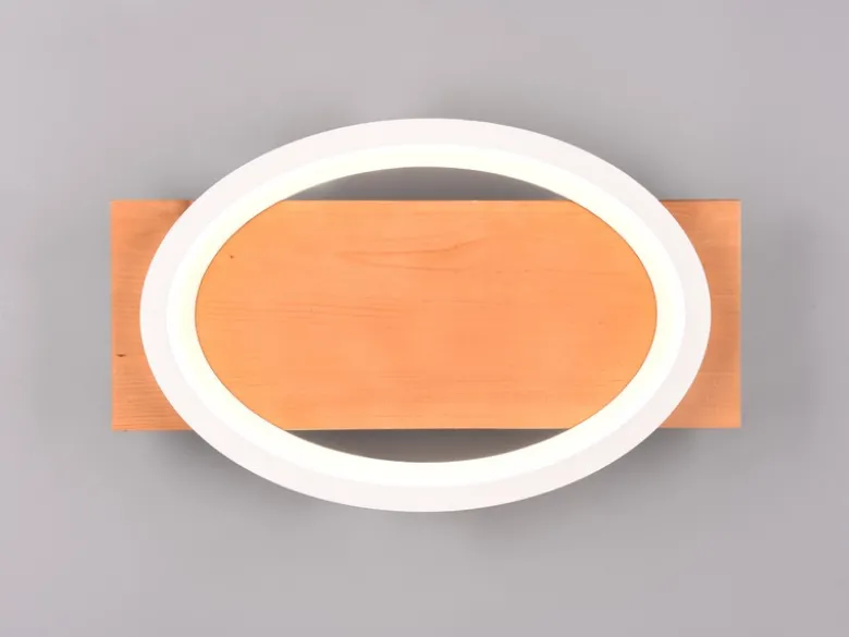 LED Wandleuchte BARCA dimmbar mit Naturholz & Metall Weiß, Breite 38cm