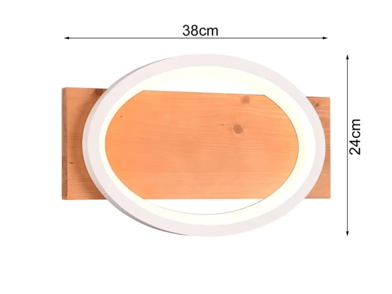 LED Wandleuchte BARCA dimmbar mit Naturholz & Metall Weiß, Breite 38cm