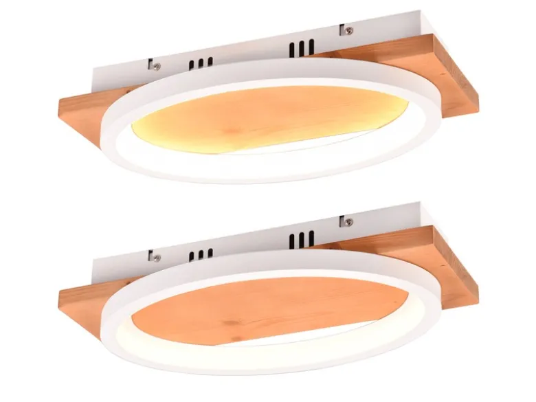 LED Wandleuchte BARCA dimmbar mit Naturholz & Metall Weiß, Breite 38cm