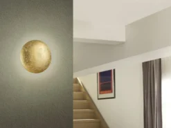 LED Wandleuchte CHIROS aus Metall, indirekte Beleuchtung in Blattgold, Ø 22cm
